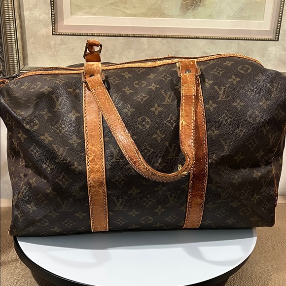 Louis Vuitton LV Brown Monogram Sac Souple 40 Travel Bag - leather wear - Picture 1 of 13